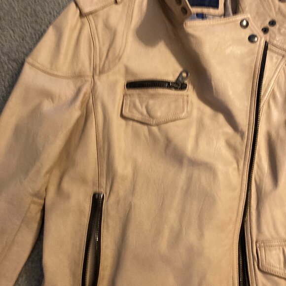Tan woman's size XL leather motorcycle jacket - Picture 2 of 8